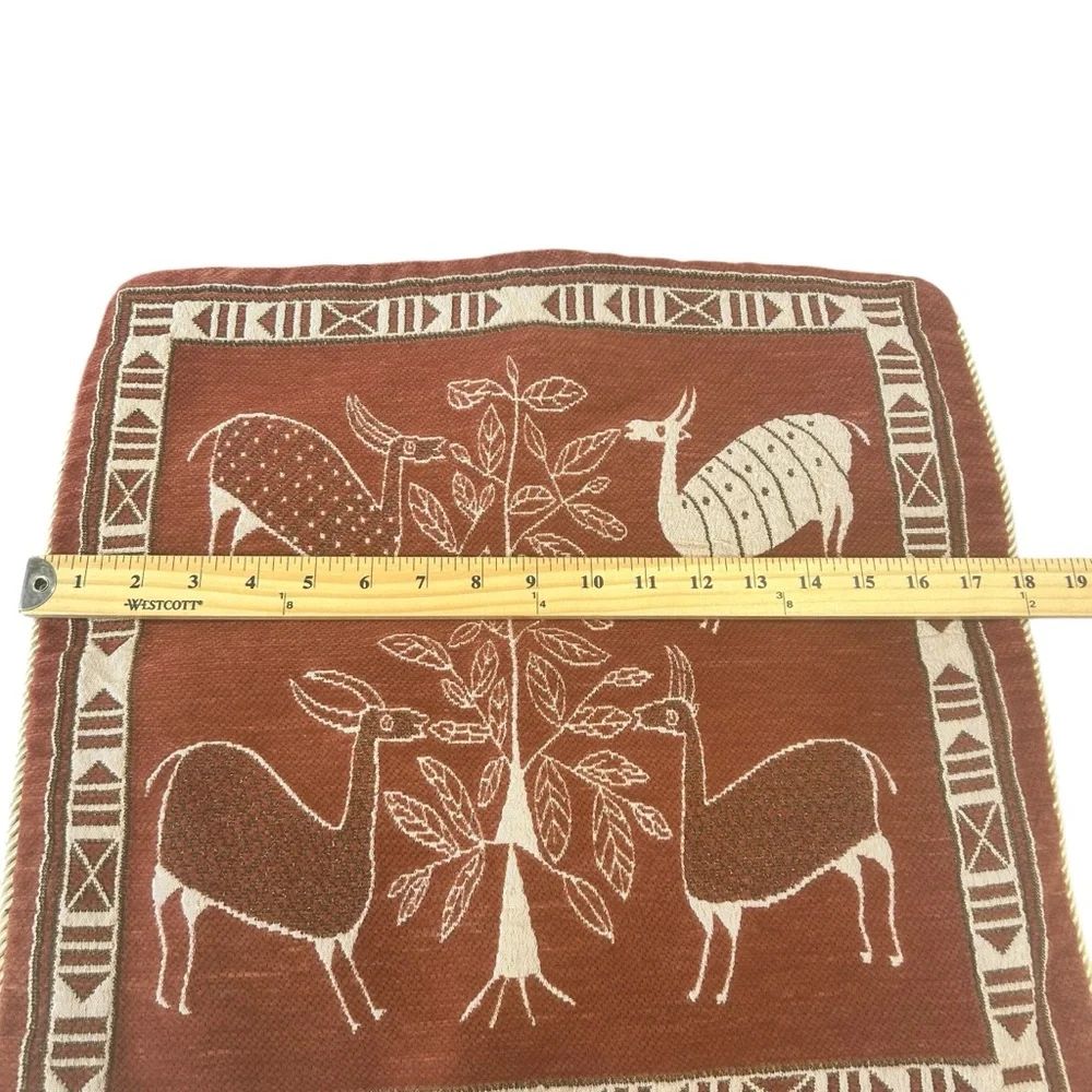 Animal llama print accent pillow covers no inserts terracotta 17”x18” set of 2